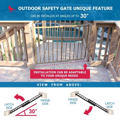 Adjustable Black Aluminum Stairway Safety Gate with Stainless Steel Hardware