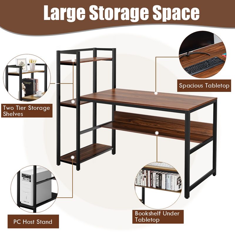 Costway Multi-Functional Computer Desk with 4-tier Storage shelves, 4 of 13