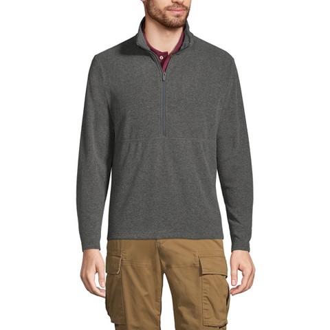 Lands' End Men's Big Thermacheck 100 Fleece Quarter Zip Pullover Top - 4X Big - Iron Heather