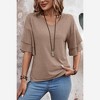 Amaryllis Women’s V-Neck Short Sleeve Blouse with Layered Ruffle Sleeves Relaxed Fit - 3 of 4