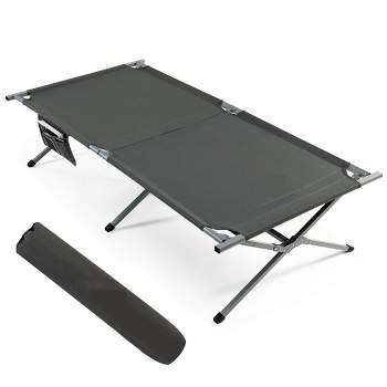 Tangkula Folding Camping Bed Extra Wide Military Cot up to 330Lbs w/ Carry Bag & Storage
