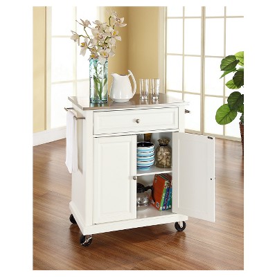 Sleek Stainless Steel Rectangular Kitchen Cart with Storage
