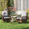 Costway 3 PCS Patio Swivel Rocker Set Gliding Bistro Furniture Set with Tempered Glass Table Beige/Gray/Black - 4 of 4