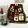 Snowy Bliss, Cozy Christmas Flannel Throw Blanket - Snowman, Tree & Deer Design | Soft Red & White Winter Decor for Couch, Bed, Sofa. - 2 of 4