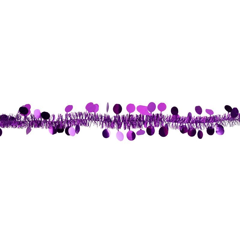 Northlight Tinsel and Polka Dot Commercial Christmas Garland - 50' x 1.5" - Purple - Unlit, 3 of 4