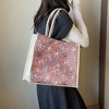 Anna-Kaci Women's Canvas Tote Bag with Colorful Bow Print - Lightweight Shopping Handbag - 3 of 4