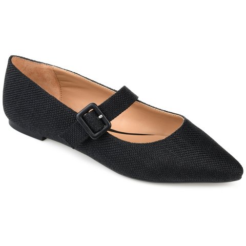 Обувь Journee Collection Women's Karissa Buckle Pointed Toe Mary Jane Flats Black 8