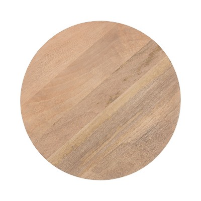 Natural Mango Wood Round Side Table with Tapered Legs