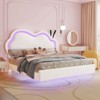 LED Bed Frame for Girl Floating Upholstered Bed with Cute Cloud Headboard - 2 of 4