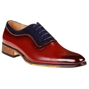 Gino Vitale | Gino Vitale Men's Lace Up Medallion Toe Dress Shoes - 1 of 3