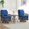 3 Pieces Outdoor Wicker Swivel Chair Set, Swivel Rocking Chairs Set of 2 with Rattan Side Table, 360-Degree Swivel Rocking Chair for Patio Porch Pool - 4 of 4