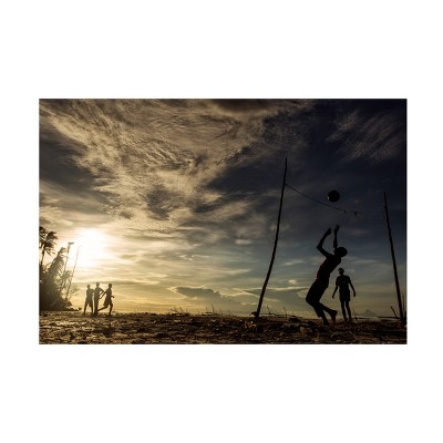 Trademark Fine Art Dan Mirica  Children playing football in Zanzibar Canvas Wall Art