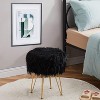 KTMBDW Storage Ottoman Round Furry Vanity Stool Marble Grain Tray Coffee Table Compact Footrest Stool with 4 Metal Legs for Living Room Bedroom - 3 of 4