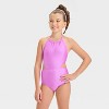 Girls' Mermaid Paradise Scalloped One Piece Swimsuit Set - Cat & Jack™ Purple - 3 of 4