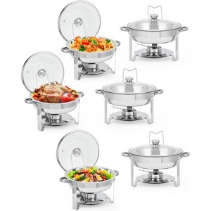 Chafing Dishes for Buffet Set, 5 QT Stainless Steel Round Buffet Servers and Food Warmer Set with Glass Lid for Catering Parties Wedding Banquet - 1 of 4