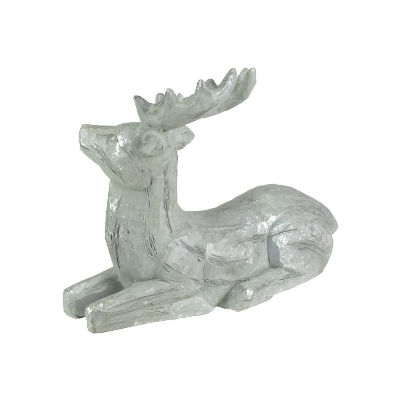 Northlight 7.5" Gray and Silver Faux Wood Grain Sitting Deer Christmas Figure, 5 of 6