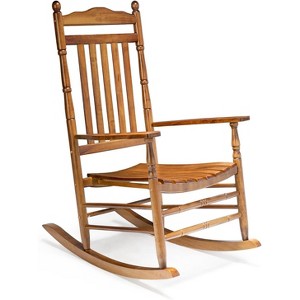 VINGLI Wooden Rocking Chair Outdoor, Relaxing Rocker Solid Wood High Back Seat Reclining Seat for Patio - 1 of 4