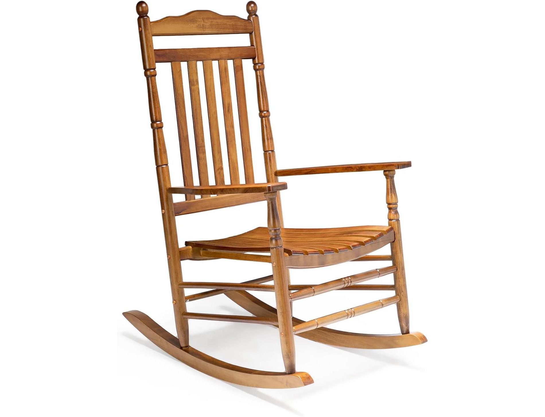 VINGLI Wooden Rocking Chair Outdoor, Relaxing Rocker Solid Wood High Back Seat Reclining Seat, Teak