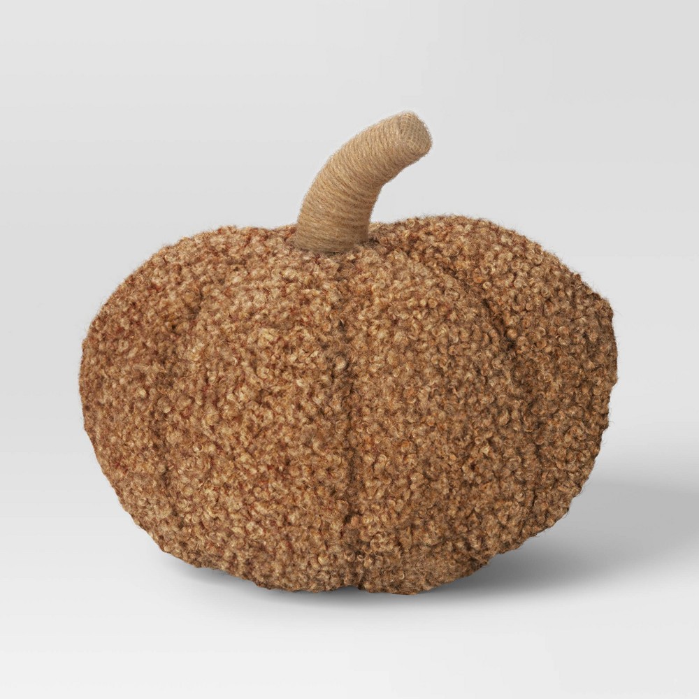 Teddy Boucle Shaped Pumpkin Throw Pillow Tan - Threshold™