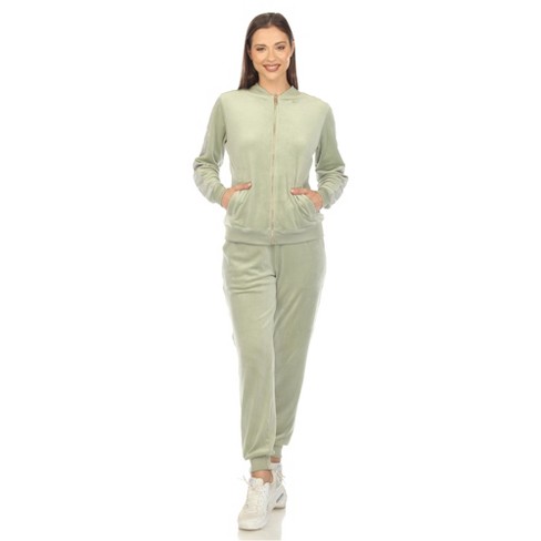 Plus Size White Mark 2-Piece Velour Tracksuit Set