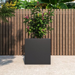LeisureMod Fern Fiberstone Square Planter Pot for Indoor and Outdoor Use - 1 of 4