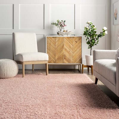 Easy-Care Reversible Pink Shaggy Sheepskin Synthetic Rug 3' x 5'