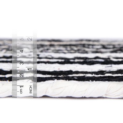 Handmade Black and White Braided Cotton Rectangular Area Rug 8' x 10'