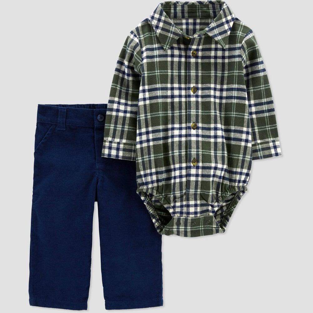 Carter's Just One You Baby Boys' Plaid Pine Tree Top & Bottom Set - Navy Blue/Green ( DIFFERENT SIZES 16 pcs )