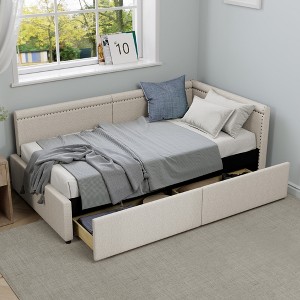 Twin Size Upholstered Daybed with Two Storage Drawers for Bedroom or Guest Room - 1 of 4