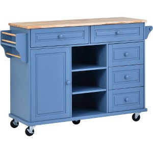 NicBex 5 Drawer Rolling Kitchen Island Cart with 1 Cabinet and 3 Open Shelves,Kitchen Island on Wheels with Towel Rack,Island Table for Kitchen - 1 of 4