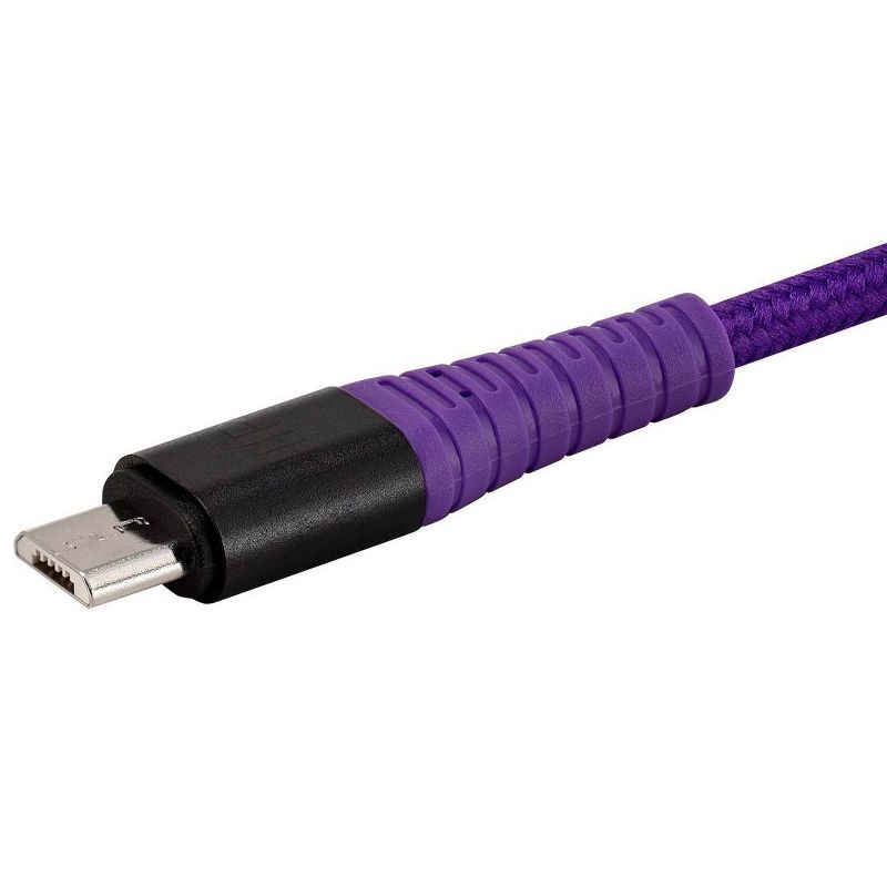 Monoprice USB 2.0 Micro B to Type A Charge and Sync Cable - 3 Feet - Purple, Durable,  Kevlar-Reinforced Nylon-Braid - AtlasFlex Series, 3 of 7