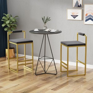 SKRAN Modern Bar Stools Upholstered Velvet Set of 2 With Footrest & Back Support Durable For Entertainment Or Daily Use - 1 of 4
