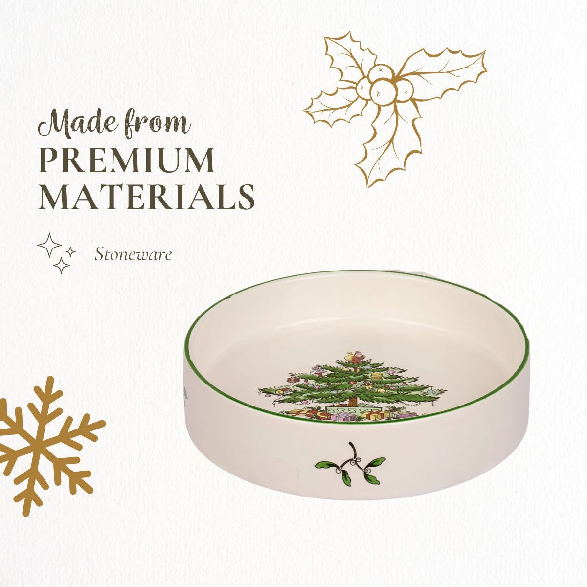 Spode Christmas Tree Wines Chiller & Coaster Set - Stoneware Winery Cooler - Festive Holiday Design - thumbnail 4