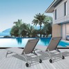 Set of 2 Outdoor Chaise Lounge Chairs with Wheels, 5 Adjustable Positions, Ideal for Patio, Poolside, Yard, Deck, Beach,Grey - 2 of 4