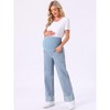 INSPIRE CHIC Women's Pregnant Cuffed Hem High Rise Straight Leg Denim Maternity Jeans Pant - 3 of 4