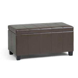 Lancaster Storage Ottoman Bench Chocolate Brown Faux Leather - Wyndenhall, Adult Unisex