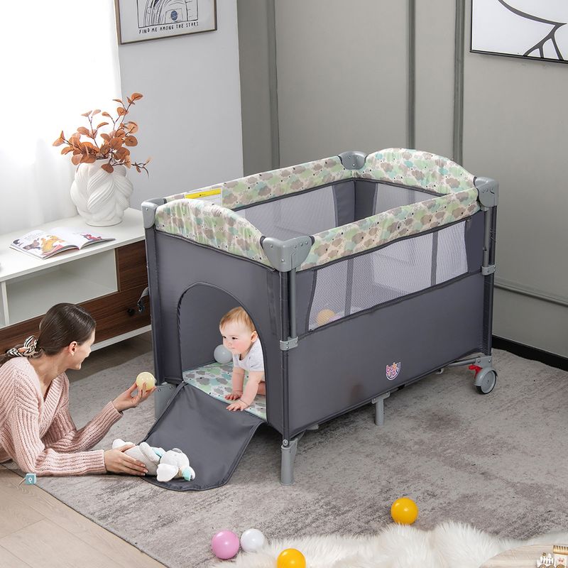 Costway 5-in-1 Baby Beside Sleeper Bassinet Portable Crib Playard w/Diaper Changer, 4 of 11