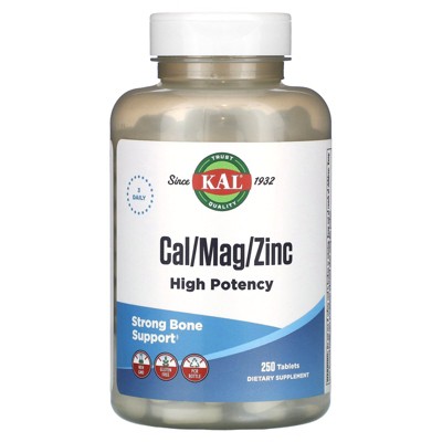KAL Cal/Mag/Zinc, High Potency, 250 Tablets