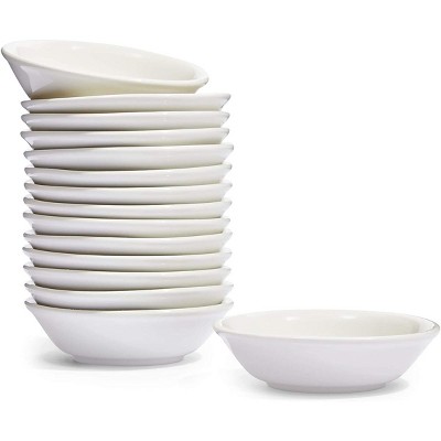 Juvale 15 Pack Round Ceramic Pinch Bowls for Dipping and Meal Prep, White, 3 in.