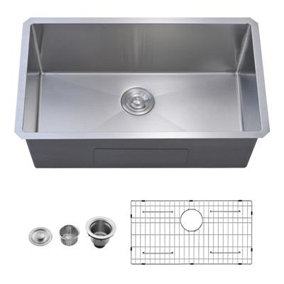 PROOX 30 in. Undermount Single Bowl 16-Gauge Brushed Nickel Stainless ...