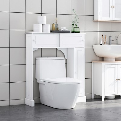 White MDF Over-the-Toilet Bathroom Cabinet with Adjustable Shelves