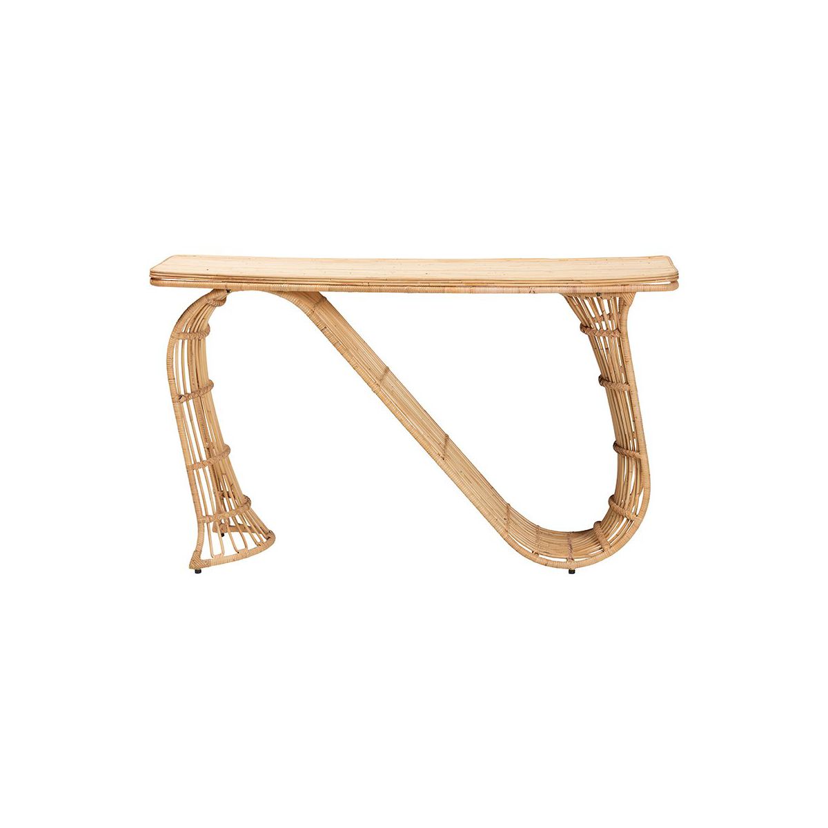 bali & pari,Araceli Rattan S-Curve Console Table, Handwoven Sculptural Accent - thumbnail 4