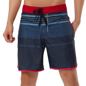 Lars Amadeus Men's Summer Printed Drawstring Color Block Swim Beach Shorts Boardshorts - 1 of 4