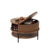 ChicFurnit Coffee Table Flip Top Round Design with Storage and Sliding Doors for Living Room, Brown, 36.61"*18.9"*9.06" - 3 of 4