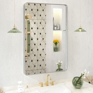 Apmir 24 in. W x 36 in. H Rectangular Aluminum Alloy Framed and Tempered Glass Wall Mirror in Brushed Silver - 1 of 4