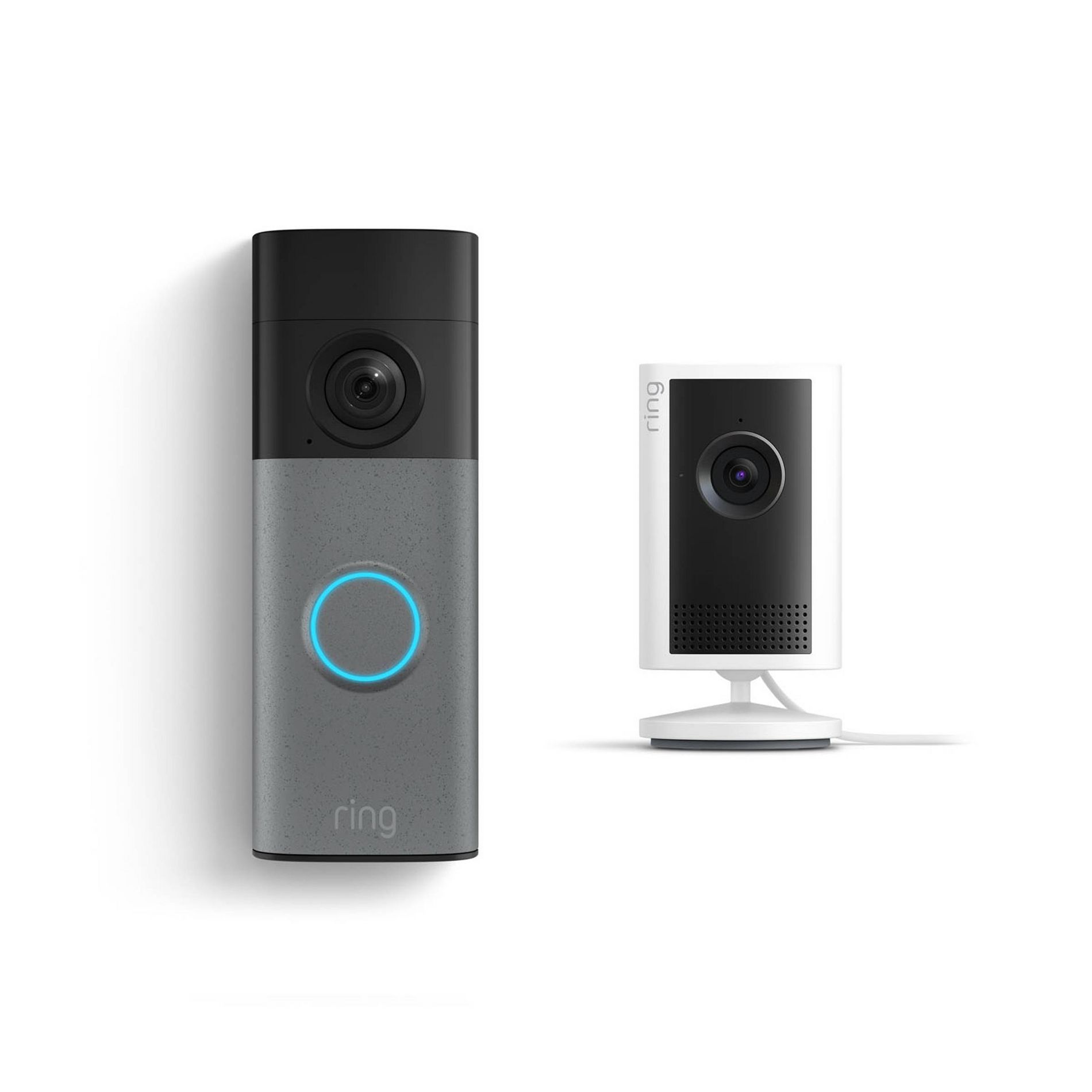 Battery Doorbell - Speckled Gray with Indoor Cam Plus White