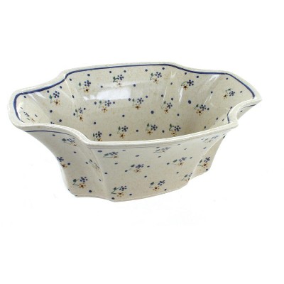 Blue Rose Polish Pottery Country Meadow Exotic Salad Bowl