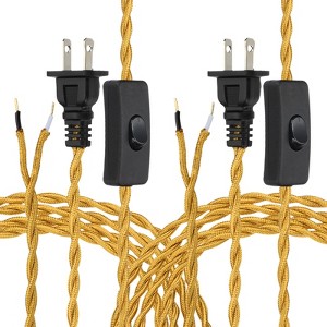 Unique Bargains Vintage Stripped Ends Twisted Cloth Covered Lamp Wires with Button and Plug 2 Pcs - 1 of 4
