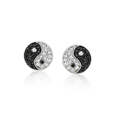 Ross-Simons 0.20 ct. t.w. Black and White Diamond Yin-Yang Earrings in Sterling Silver