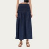 Anna-Kaci Women’s Denim Maxi Skirt with Smocked Waist Detail and Soft Structured A-Line Shape for Comfortable Movement - 2 of 4
